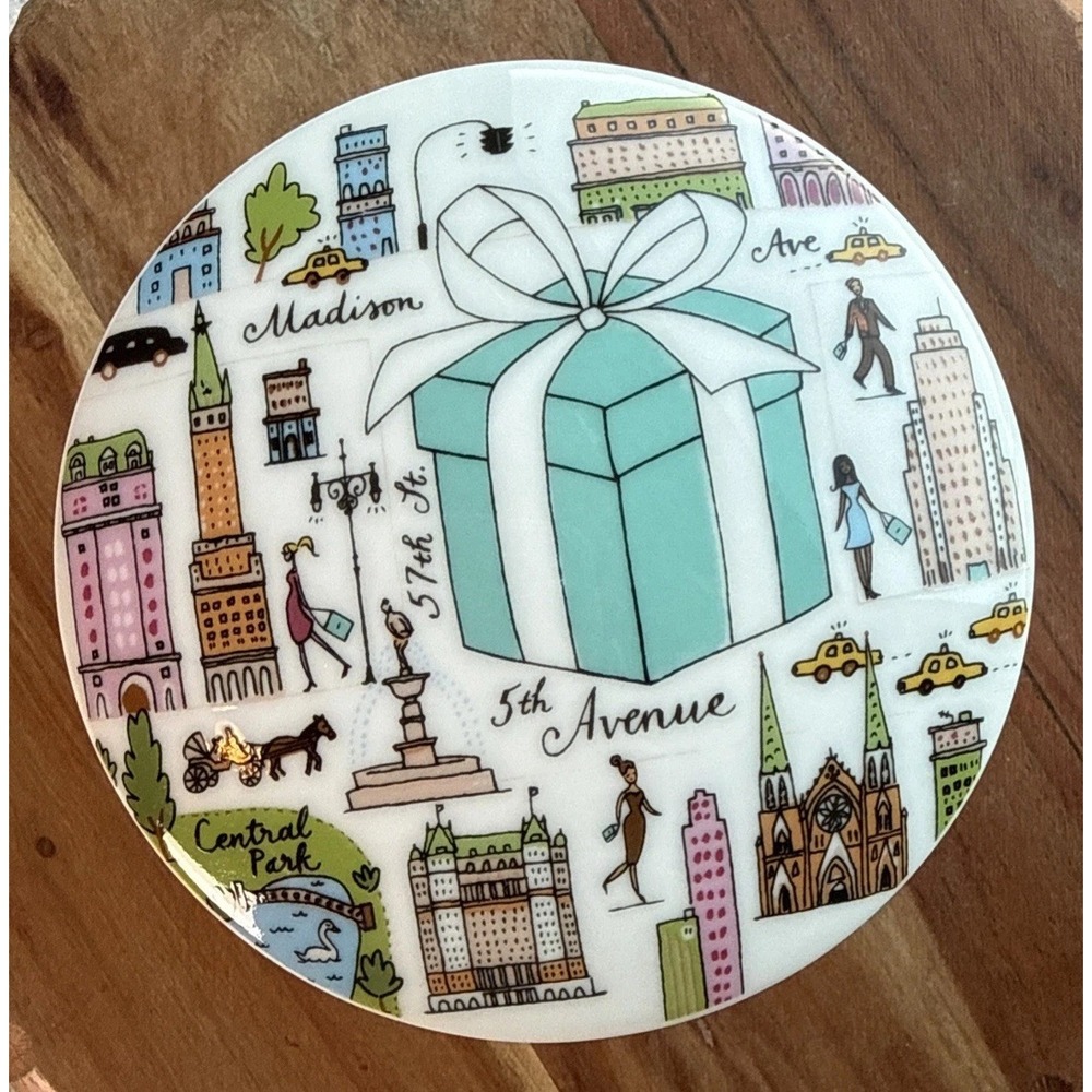 Tiffany & Co. Lidded Trinket box Porcelain NYC 5th Ave Sites Discontinued VTG
